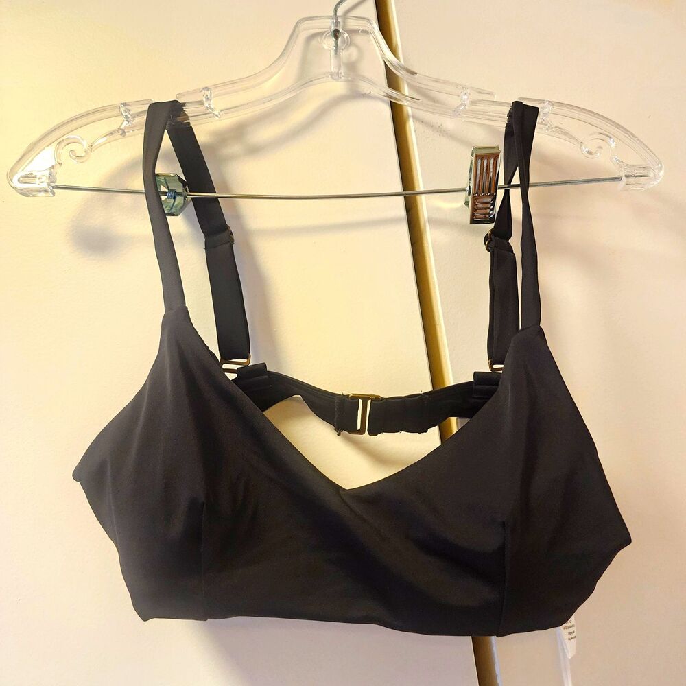 Andie Target Swim Black Santo Bikini Top Solid Lined Adjustable Strap S NWT $32